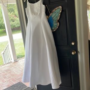 Michaelangelo Satin Wedding Dress with Beading, Train & Buttons